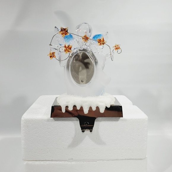 Angel Babies Stocking Holder 8" Color Changing Acrylic Ice Sculpture Photo Frame - Picture 4 of 11